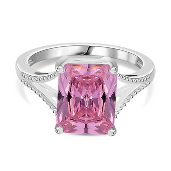 LUSTRO STELLA - Rosa Zirkonia Ring 925 Silber (Gr&ouml;&szlig;e 16.00) ca. 5.17 ct