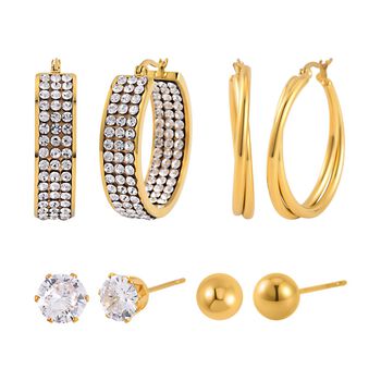 EVER TRUE Zirkonia Ohrringe Set in Goldton