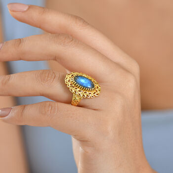 EVER TRUE AAA Labradorit Ring Nickelfreies Messing (Gr&ouml;&szlig;e 20.00) ca. 4,92 ct