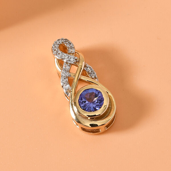 Tansanit und Zirkon Anh&auml;nger 925 Silber vergoldet ca. 0,54 ct image number 3