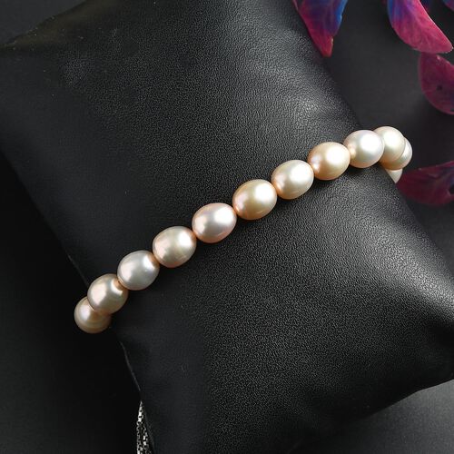 AA Pfirsich-Süßwasser Perle Armband ca. 26.75 cm 925 Silber rhodiniert image number 1