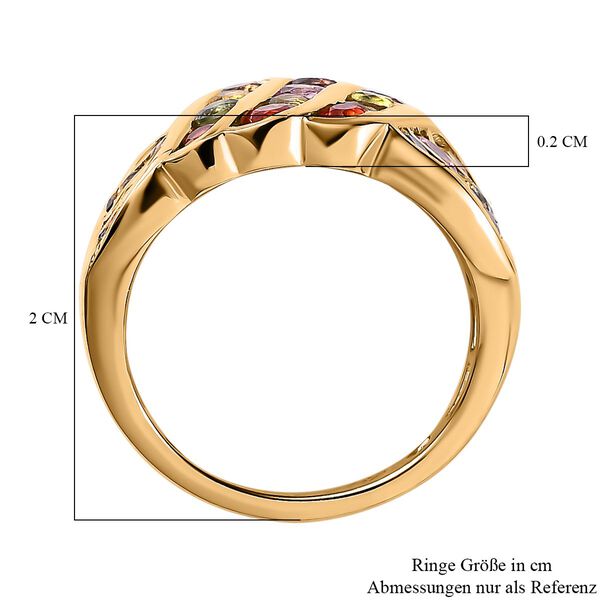 Regenbogen Saphir Ring, 925 Silber Gelbgold Vermeil (Größe 19.00) ca. 2.87 ct image number 7