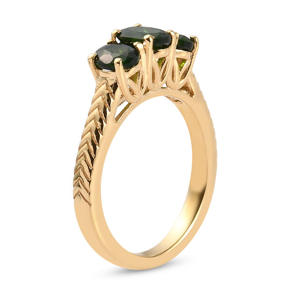 Nat&uuml;rlicher Chromdiopsid 3 Stein Ring 925 Silber vergoldet  ca. 1,28 ct image number 5