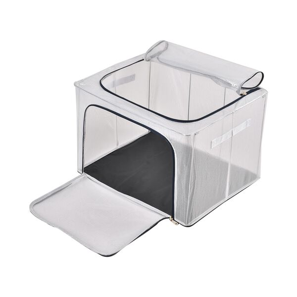 66L Stapelbare Aufbewahrungsbox mit Metallrahmen, blauer Rei&szlig;verschluss image number 4