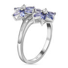 Tansanit Blumen-Ring, 925 Silber platiniert  ca. 1,05 ct image number 4