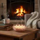 LIVMORE - Duftkerze Winterzauber-Design, 25 Std. Brenndauer, 150g, 4,5 ml ätherisches Öl, Rose und Bergamotte, Rosa-Beige