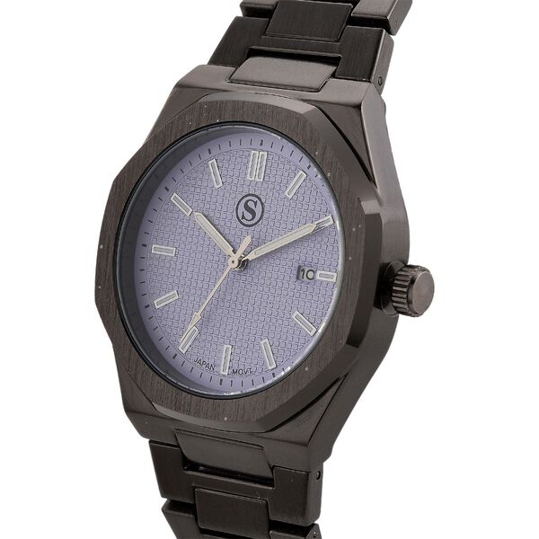 STRADA - Armbanduhr mit japanischem Uhrwerk und Datumsanzeige, Legierungsgeh&auml;use  Sandstrahleffekt, bicolor, Schwarz image number 3