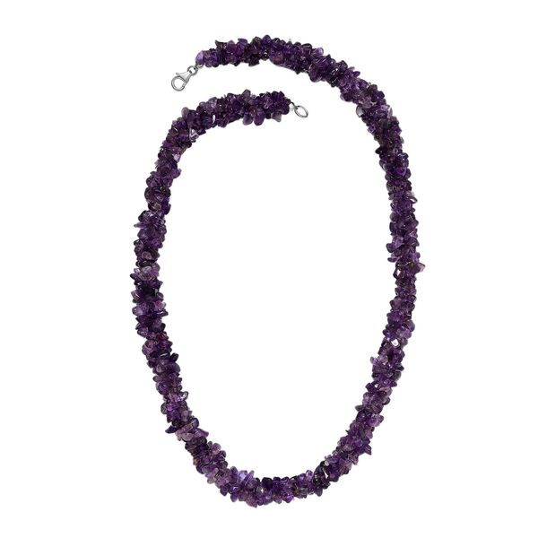 Afrikanischer Amethyst Halskette ca. 50 cm 925 Silber rhodiniert ca. 305.00 ct image number 4