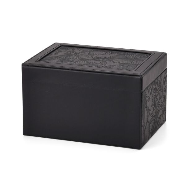 3-lagige PU Schmuckk&auml;stchen mit gepr&auml;gtem Blumenmuster, 22x17x13 cm, Schwarz image number 5