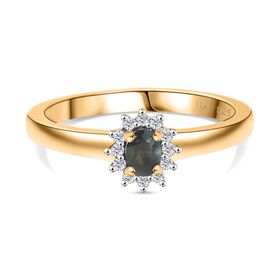 D’joy Alexandrit, Moissanit Ring 925 Silber 750 Gelbgold Vermeil (Größe 19.00) ca. 0,27 ct