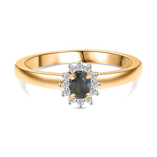 D’joy Alexandrit, Moissanit Ring 925 Silber 750 Gelbgold Vermeil (Größe 19.00) ca. 0,27 ct image number 0