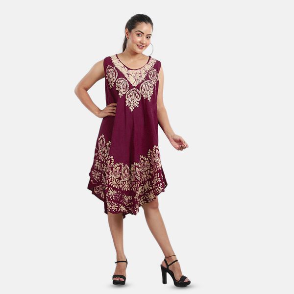 Luftiges Sommerkleid, 100% Viskose, Einheitsgr&ouml;&szlig;e Weinrot image number 3