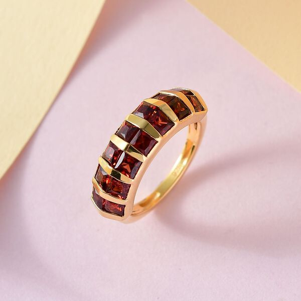 Natürliche Mosambik Granat Ring 925 Silber vergoldet (Größe 17.00) ca. 2.77 ct image number 2