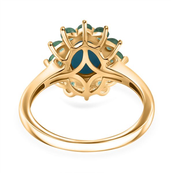 AA Amerikanischer natürlicher Sleeping Beauty Türkis, Kagem Sambischer Smaragd Ring 925 Silber 750 Gelbgold Vermeil (Größe 18.00) ca. 1.61 ct image number 6