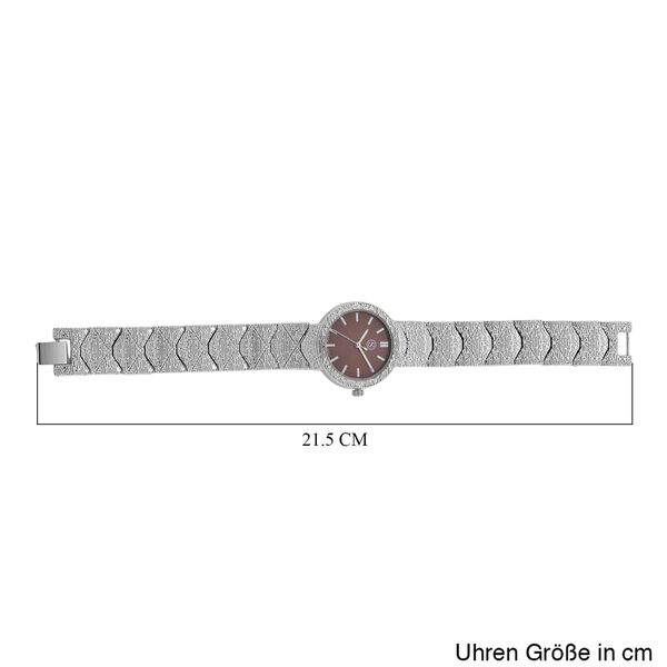 STRADA - Japanisches Uhrwerk, Burgunder Zifferblatt mit goldplattiertem Alloy Armband, 20 cm image number 9