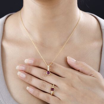 2er-Set AA Afrikanischer Rubin und Zirkon-Schmuckset - 2,53 ct.