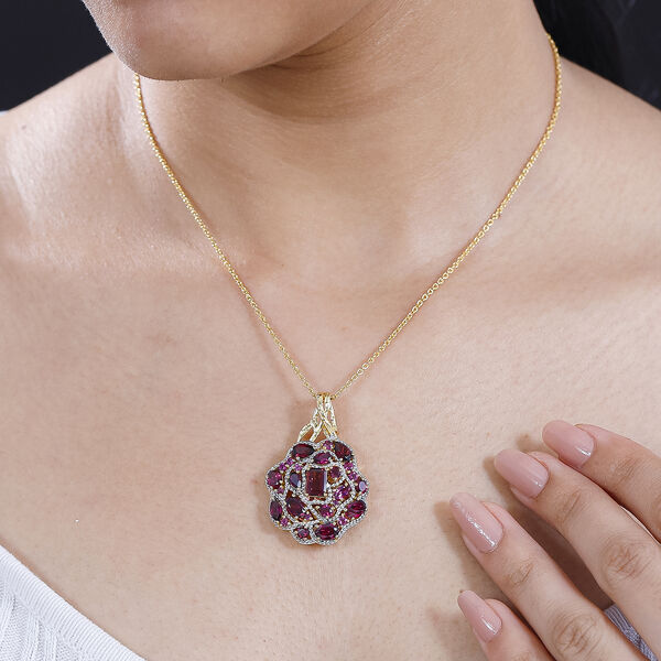 GP Italian Garden Kollektion- Rhodolith Granat und Kanchanaburi blauer Saphir-Anhänger mit 45cm Kette - 8,07 ct. image number 10