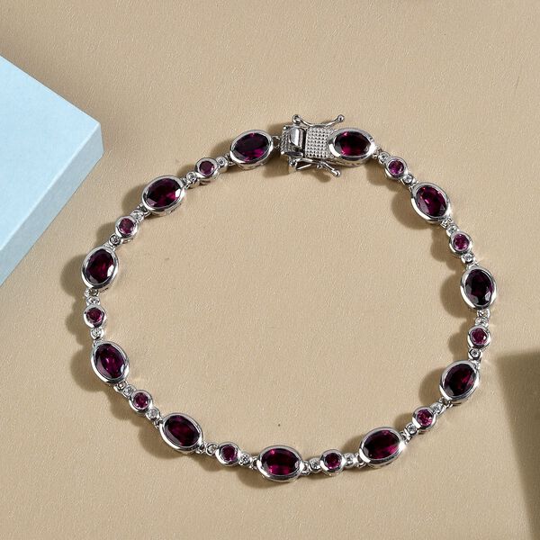 Rhodolith Granat-Armband, ca. 20 cm, 925 Silber platiniert ca. 12.96 ct image number 2