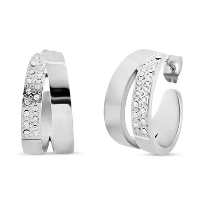 Wei&szlig;er Zirkonia Ohrringe Reiner Edelstahl, Silberfarben