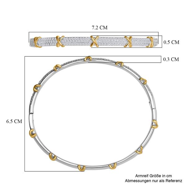 Wei&szlig;er Zirkonia Armreif ca. 19 cm Reines Messing image number 5