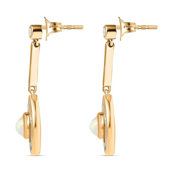 AA Natürlicher, äthiopischer Welo Opal, Weißer Zirkon Ohrringe 925 Silber 750 Gelbgold Vermeil ca. 2,15 ct. image number 5