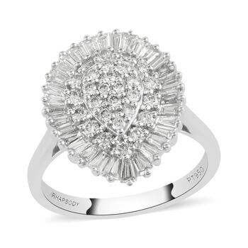 RHAPSODY Diamant-Ring, VS E-F, 950 Platin (Gr&ouml;&szlig;e 18.00) ca. 1.08 ct