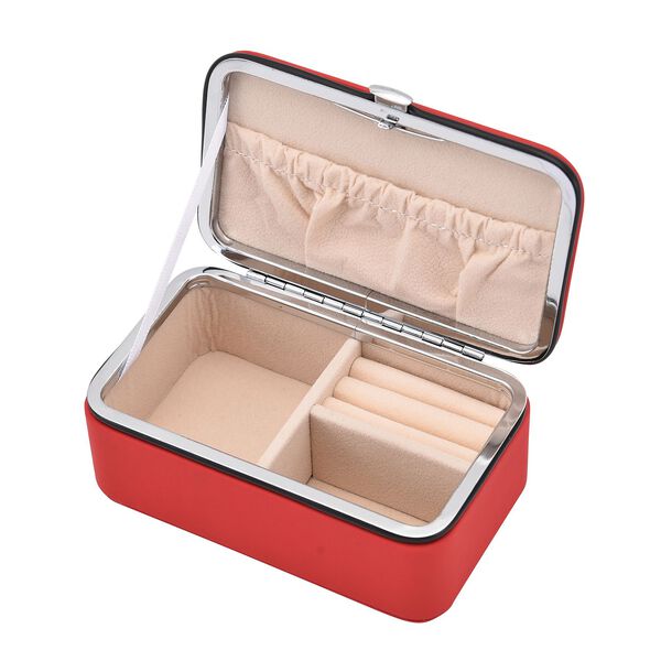 Schmuck-Organizer mit Anlaufschutz Futterung, 12x7,5x5 cm, Rot image number 4