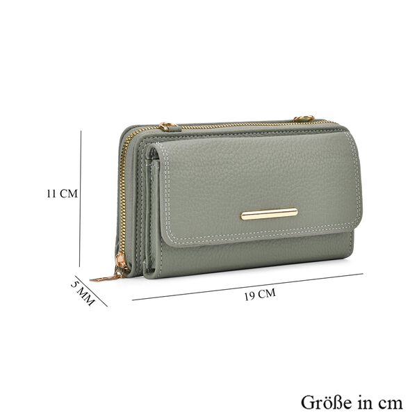 Crossbody-Tasche mit Klappfach, gemustertem Trageriemen und RFID-Schutz - 19x5x11 cm, Grün image number 7