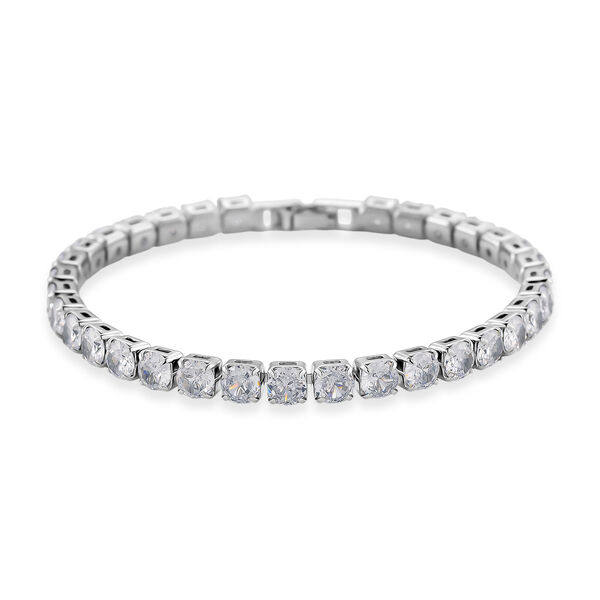 Wei&szlig;es Zirkonia 19cm Armband in Silberton