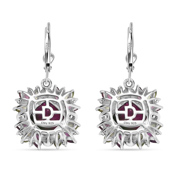 D'Joy Wassermelonen Triplett Quarz, Rhodolith Granat, Peridot und Zirkon Ohrringe - 8,22 ct. image number 5