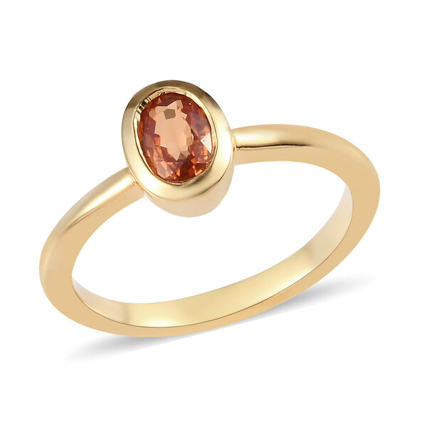 Orange Saphir Solitär-Ring, 925 Silber vergoldet, 0,62 ct. image number 4