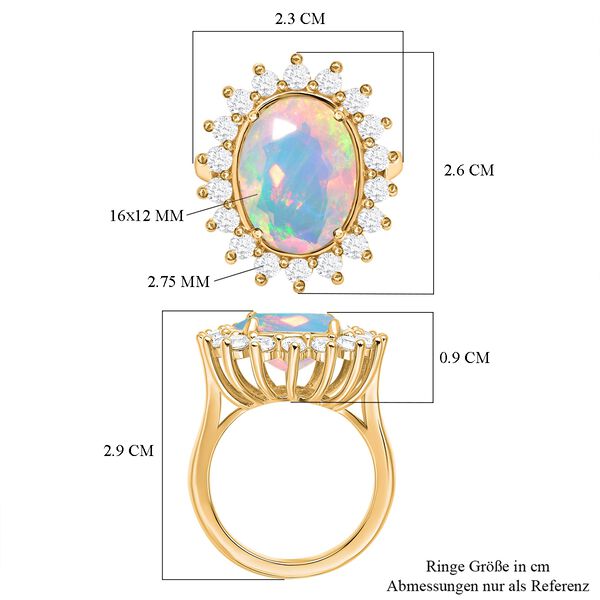 Nat&uuml;rlicher, &auml;thiopischer Opal und wei&szlig;er Zirkon-Ring - 7,40 ct. image number 7