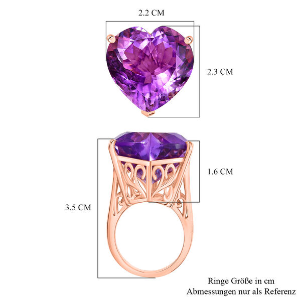 AAA Rose De France Amethyst Ring 925 Silber 750 Ros&eacute;gold Vermeil (Gr&ouml;&szlig;e 17.00) ca. 24,94 ct image number 7
