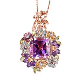 GP Italienische Garten Kollektion - AAA Rose De France Amethyst, Afrikanischer Amethyst Schmuckset 925 Silber 750 Roségold Vermeil ca. 17.45 ct