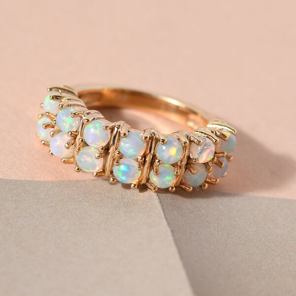 Natürlicher, äthiopischer Opal-Ring, 925 Silber vergoldet  ca. 1,23 ct image number 2