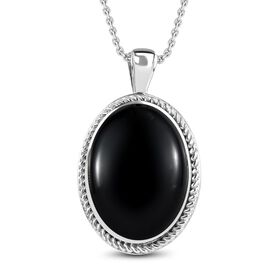 Schwarzer Onyx Schmuckset  Edelstahl ca. 23,14 ct.