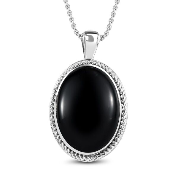 Schwarzer Onyx Schmuckset  Edelstahl ca. 23,14 ct. image number 0