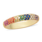 LUSTRO STELLA - Mehrfarbiger Zirkonia Ring 925 Silber vergoldet (Größe 16.00) ca. 0,69 ct