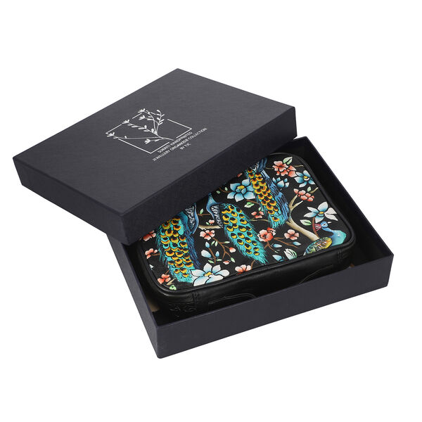 SUKRITI: Handbemalter Schmuckkoffer, Pfau-Muster, Schwarz image number 7