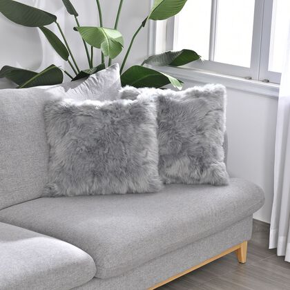 faux fur cushion cover 2pcs  faux fur ,100% acrylic,  backside suede,1600gsm, 800g/pr