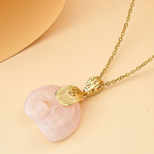 Rosenquarz Anh&auml;nger mit Kette, ca. 25,00 ct. image number 2