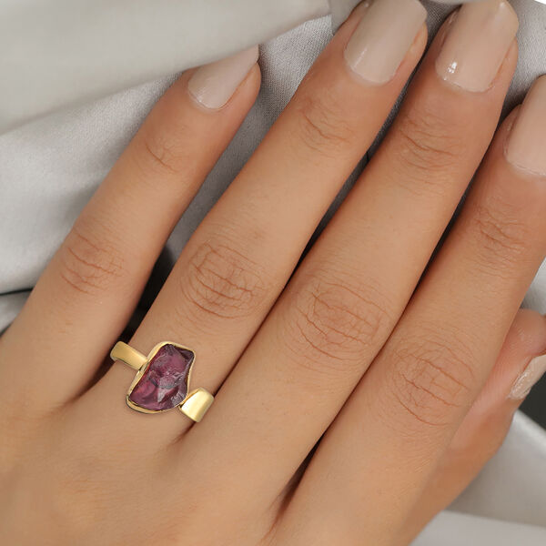 Handgearbeiteter Rhodolith Granat Ring 925 Silber vergoldet  ca. 4,80 ct image number 3