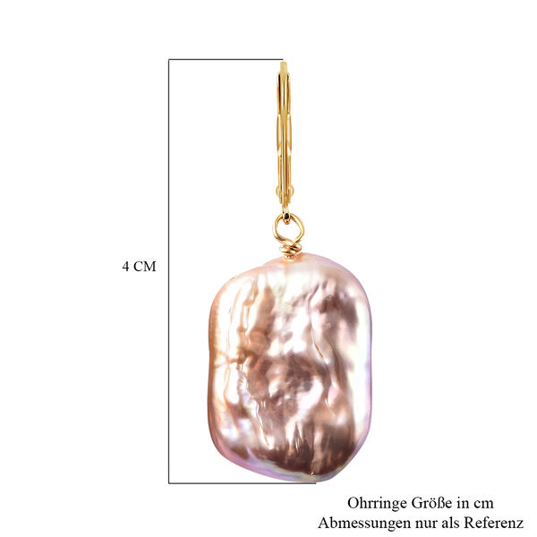 Lila Barockperle Ohrringe 925 Silber Gelbgold &Uuml;berzug ca. 29,00 ct image number 4