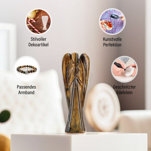 2er Set - Schutzengel Handschmeichler und Armband aus Tigerauge image number 1