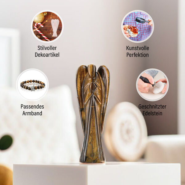 2er Set - Schutzengel Handschmeichler und Armband aus Tigerauge image number 1