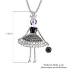 Schwarzer und Nordlichtfarbener Kristall Halskette, emailliert, ca. 70 cm image number 6