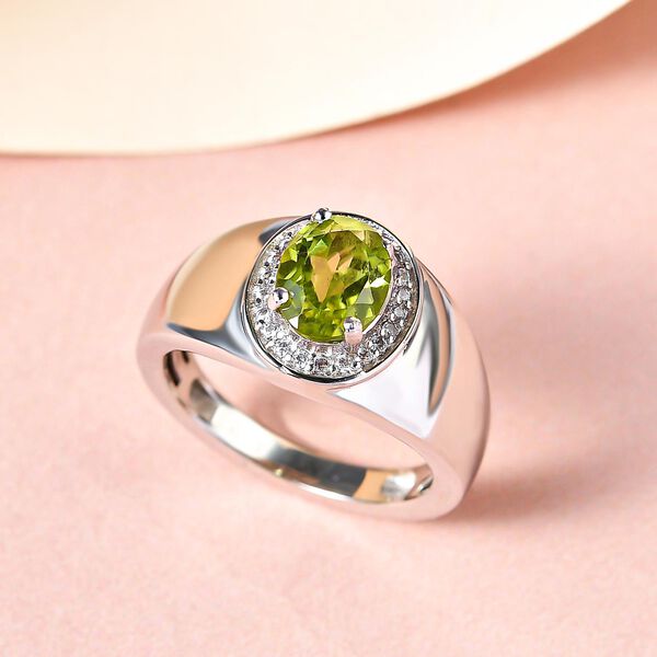 Peridot und wei&szlig;er Zirkon-Ring - 1,40 ct. image number 2