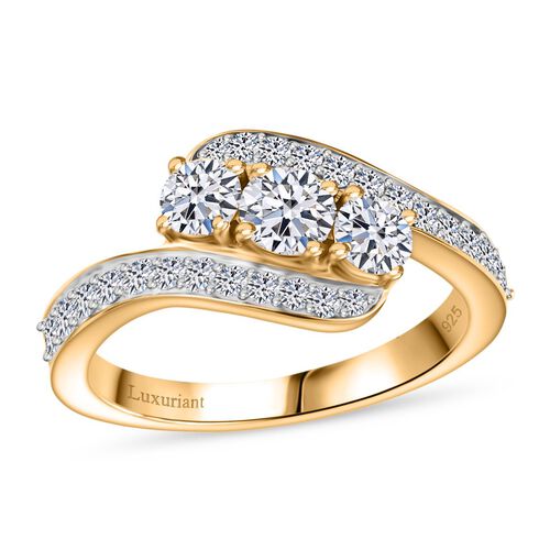 Lab Grown Diamant SI Ring 925 Silber 750 Gelbgold Vermeil (Größe 20.00) ca. 1,00 ct image number 3