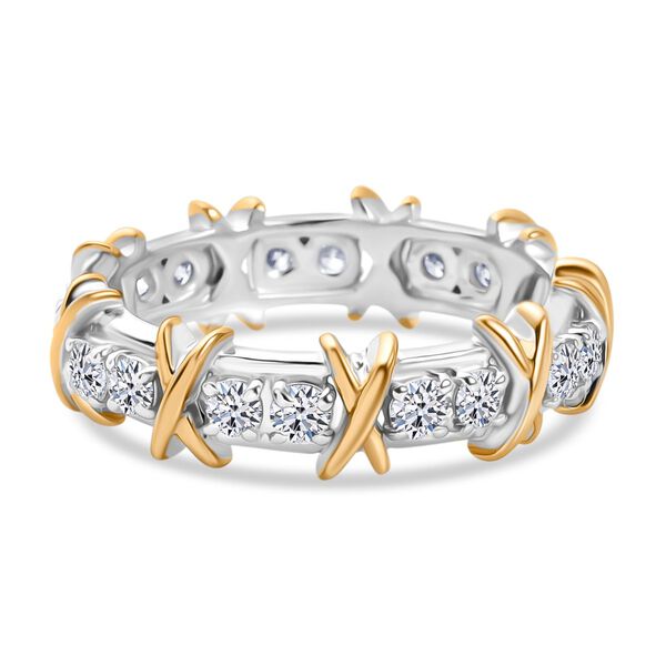 LUXURIANT DIAMANT - Lab Grown Diamant VS-EF Ring 925 Silber Rhodiniert und 750 Gelbgold Vermeil (Größe 20.00) ca. 1,00 ct image number 0