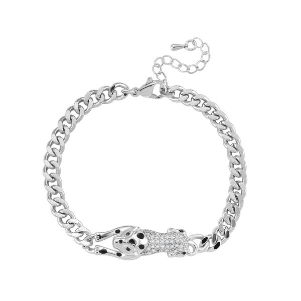 Weißes Zirkonia und grünes Nanokristall 18+4cm Armband in Silberton image number 0